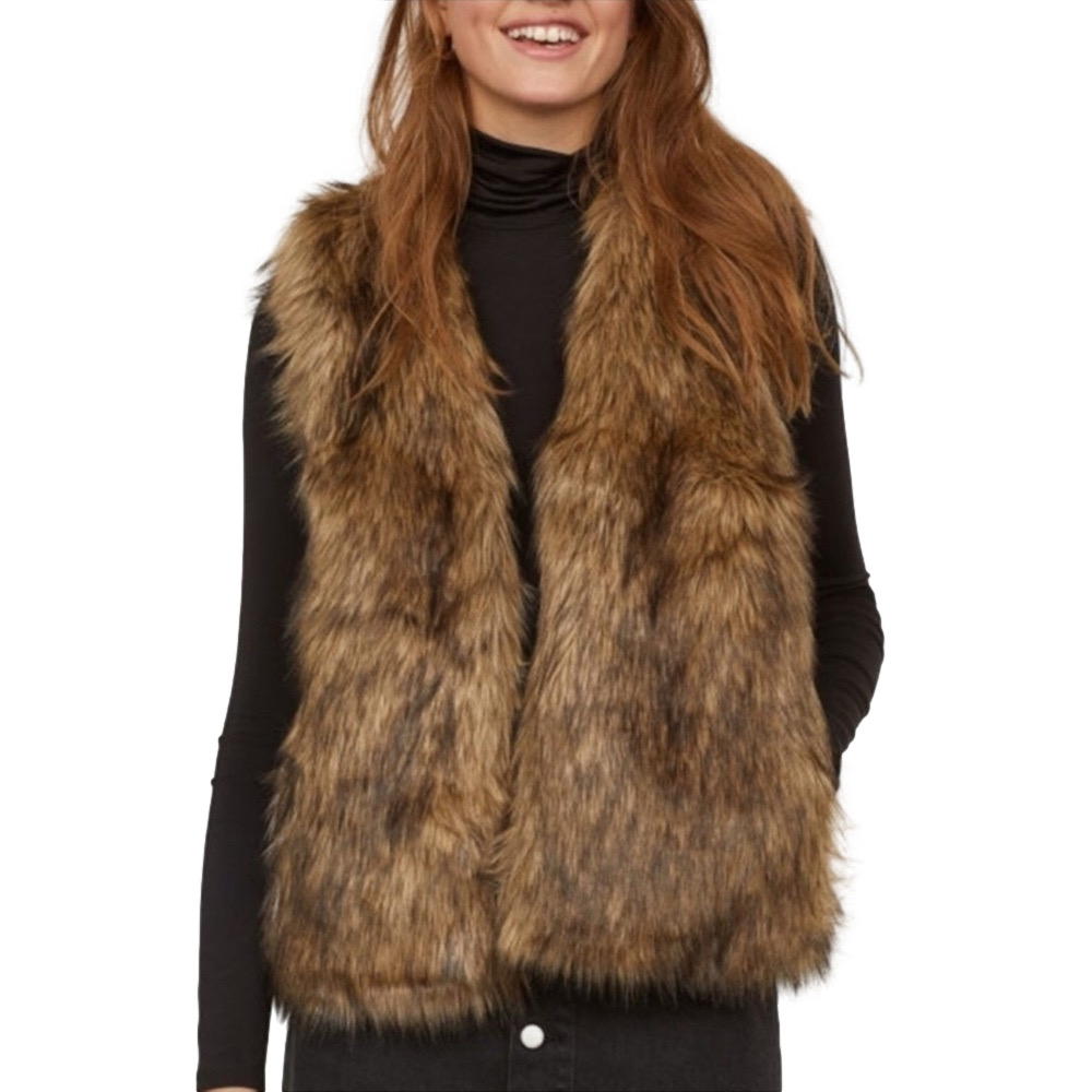 DIVIDED by H&M Women’s faux fur satin lined vest size 14